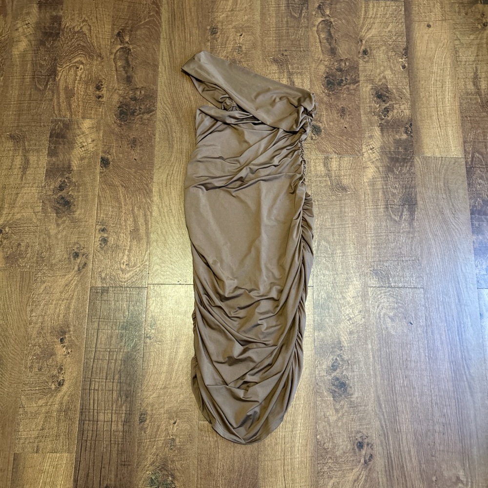 Elegant Brown Ruched Skirt